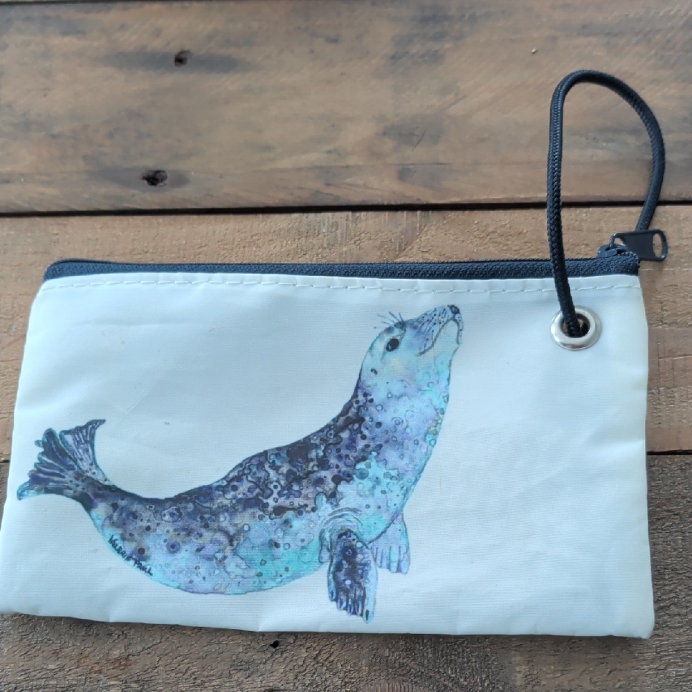 Seal Print Wristlet Pouch